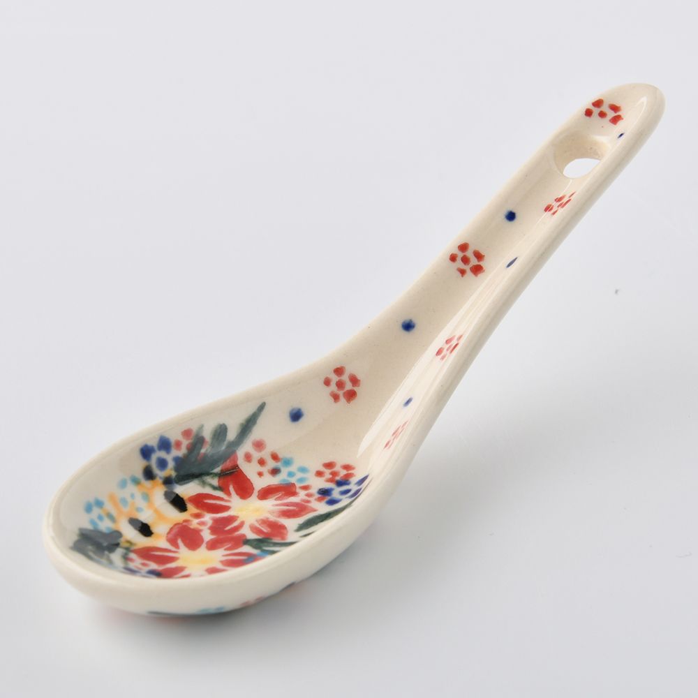 Handmade Polish Pottery Vena soup spoon floral dream Boleslawiec Ceramics