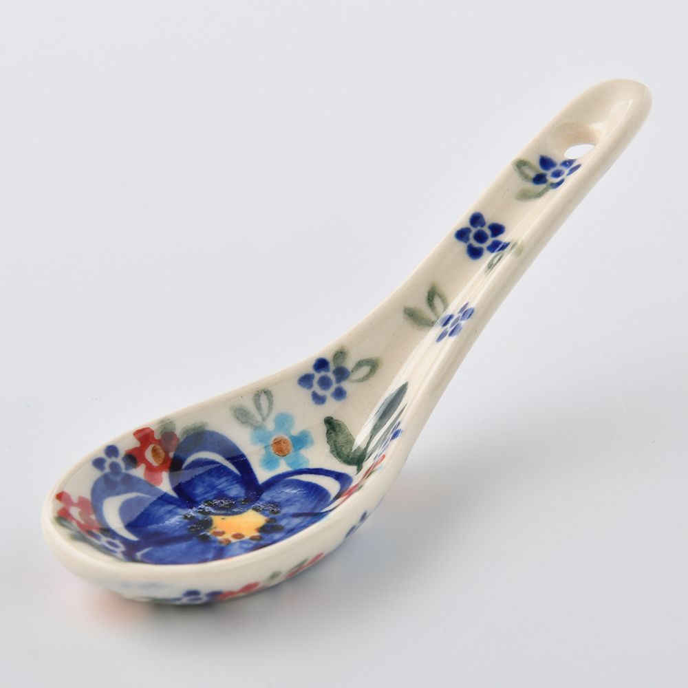 Handmade Polish Pottery Vena soup spoon spring bouquet Boleslawiec Ceramics