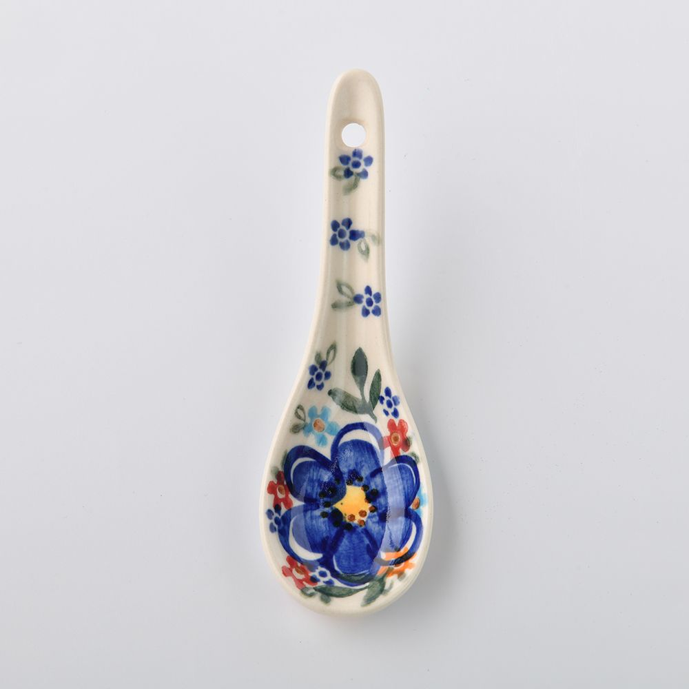 Handmade Polish Pottery Vena soup spoon spring bouquet Boleslawiec Ceramics