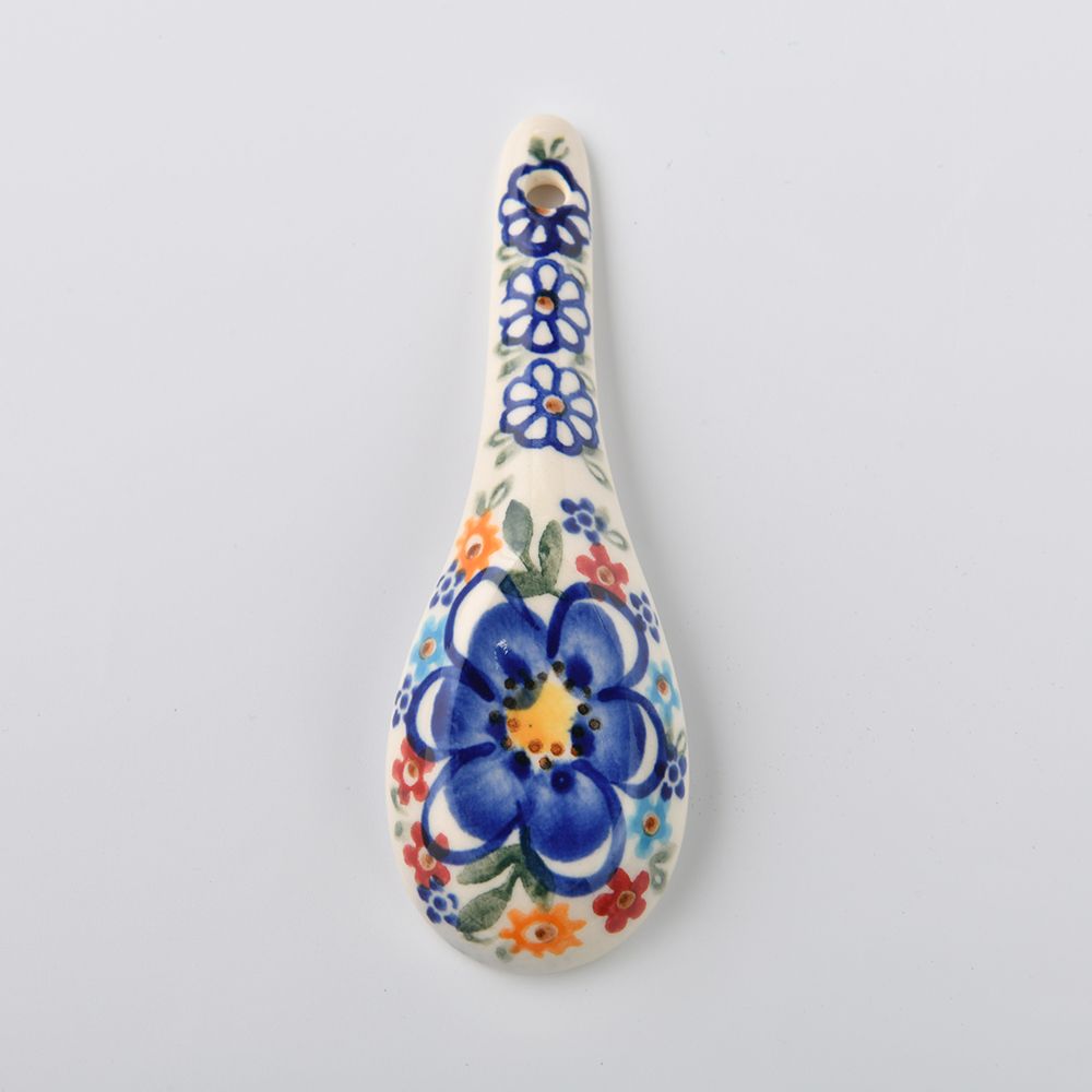 Handmade Polish Pottery Vena soup spoon spring bouquet Boleslawiec Ceramics