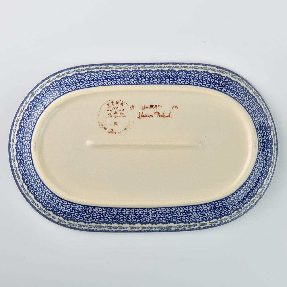 Handmade Polish Pottery Vena oval serving platter 27.5cm rose garden Boleslawiec Ceramics