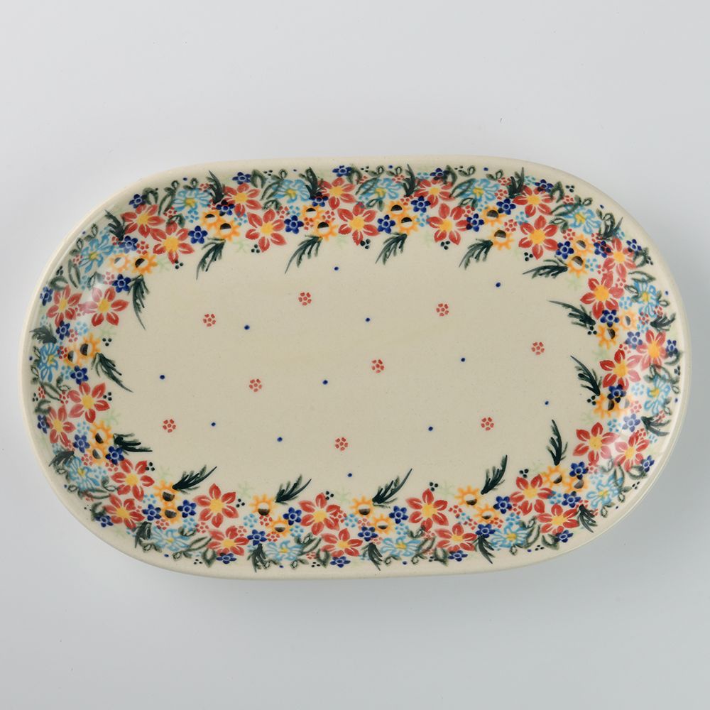 Handmade Polish Pottery Vena oval serving platter 27.5cm floral dream Boleslawiec Ceramics