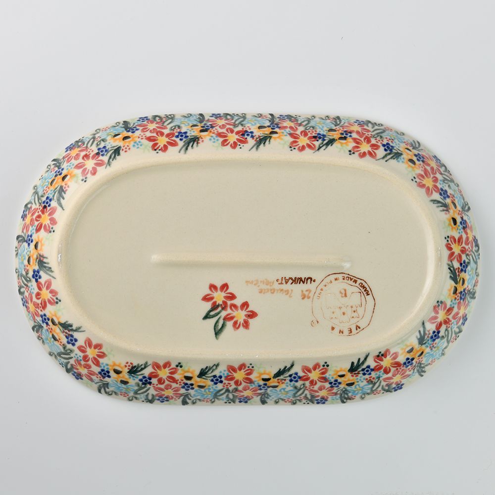 Handmade Polish Pottery Vena oval serving platter 27.5cm floral dream Boleslawiec Ceramics