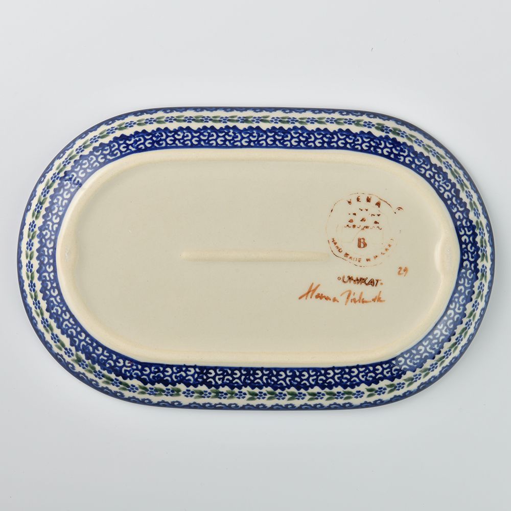 Handmade Polish Pottery Vena oval serving platter 24cm rose garden Boleslawiec Ceramics