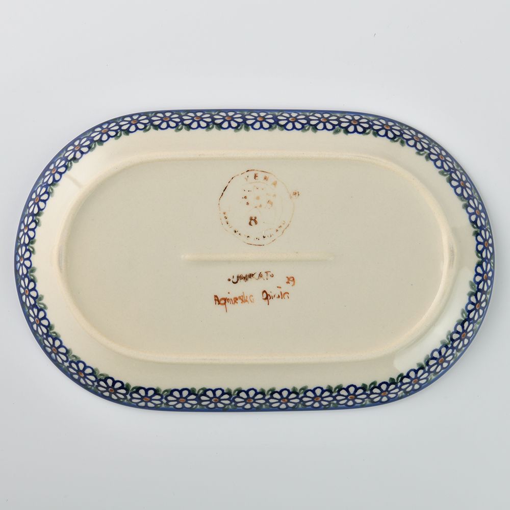 Handmade Polish Pottery Vena oval serving platter 24cm spring bouquet Boleslawiec Ceramics
