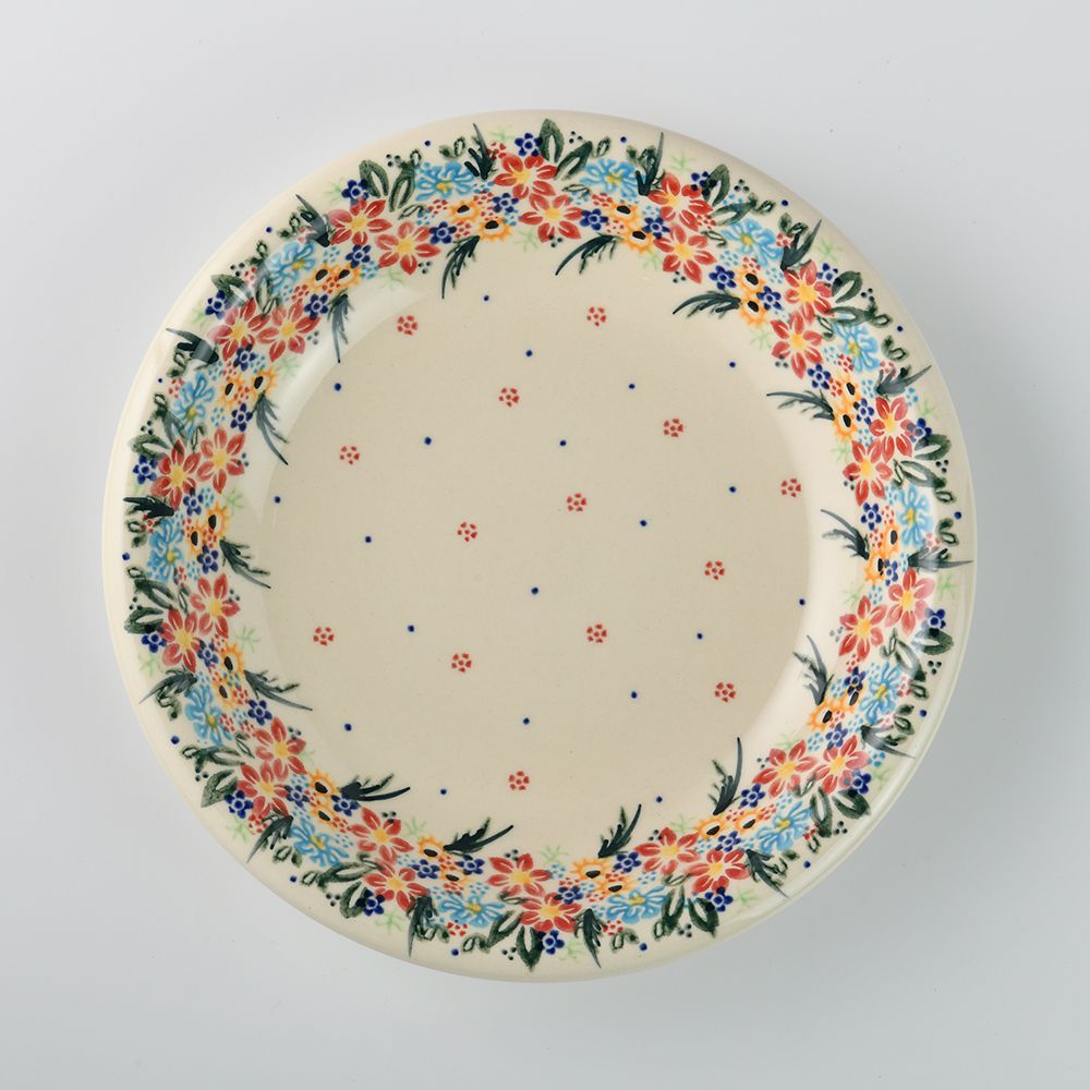 Handmade Polish Pottery Vena round deep plate 22cm floral dream Boleslawiec Ceramics
