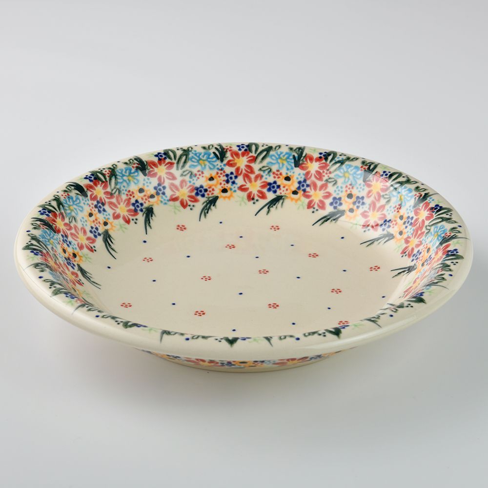 Handmade Polish Pottery Vena round deep plate 22cm floral dream Boleslawiec Ceramics