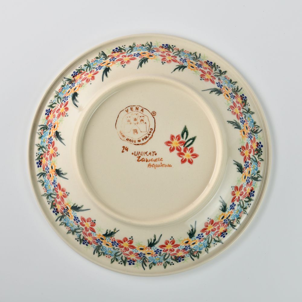 Handmade Polish Pottery Vena round deep plate 22cm floral dream Boleslawiec Ceramics