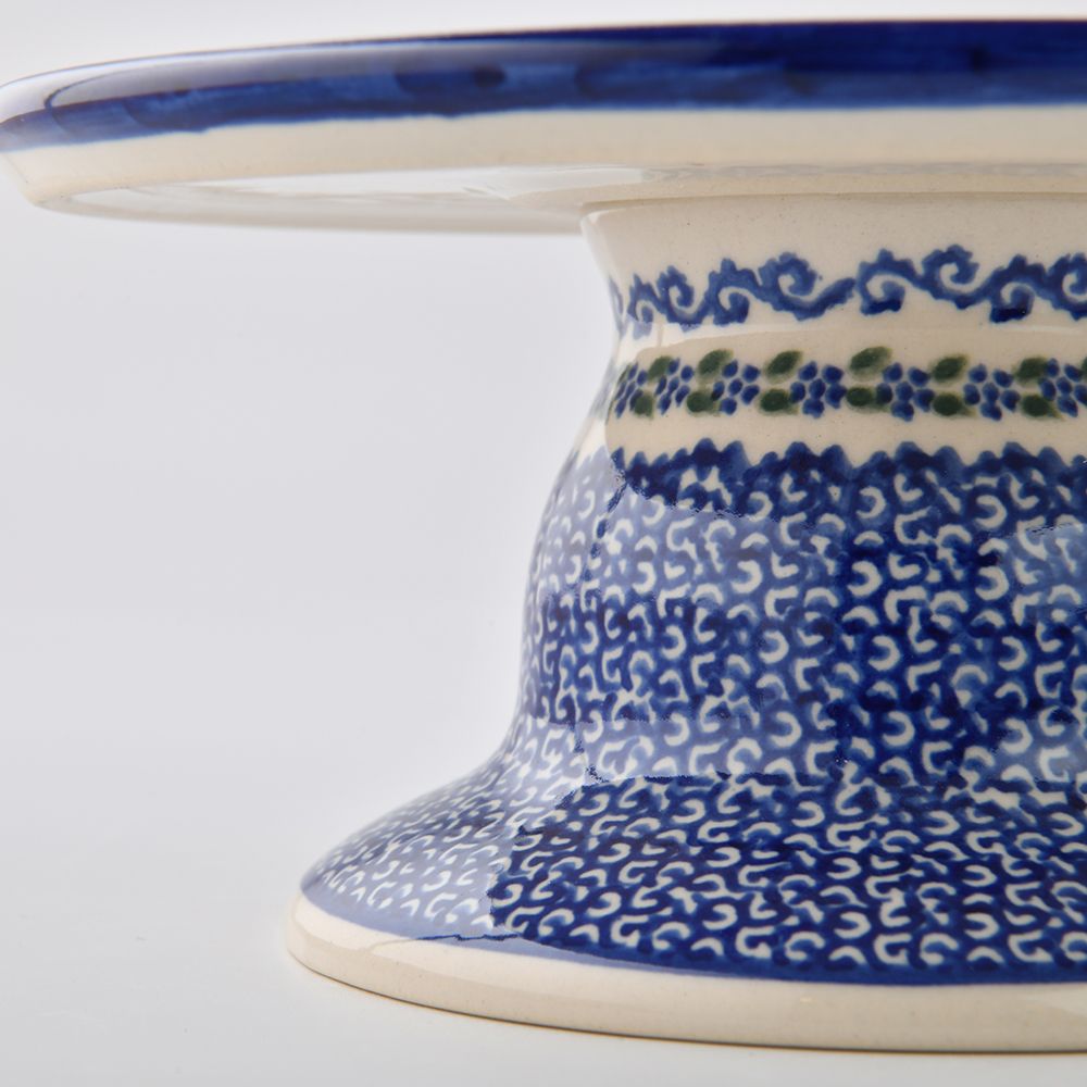 Handmade Polish Pottery Vena cake stand rose garden Boleslawiec Ceramics
