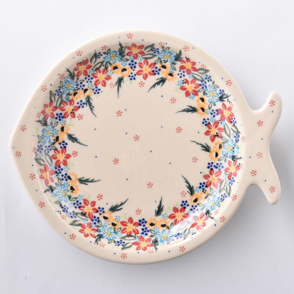 Handmade Polish Pottery Vena fish shaped platter,serving platter,22cm floral dream Boleslawiec Ceramics