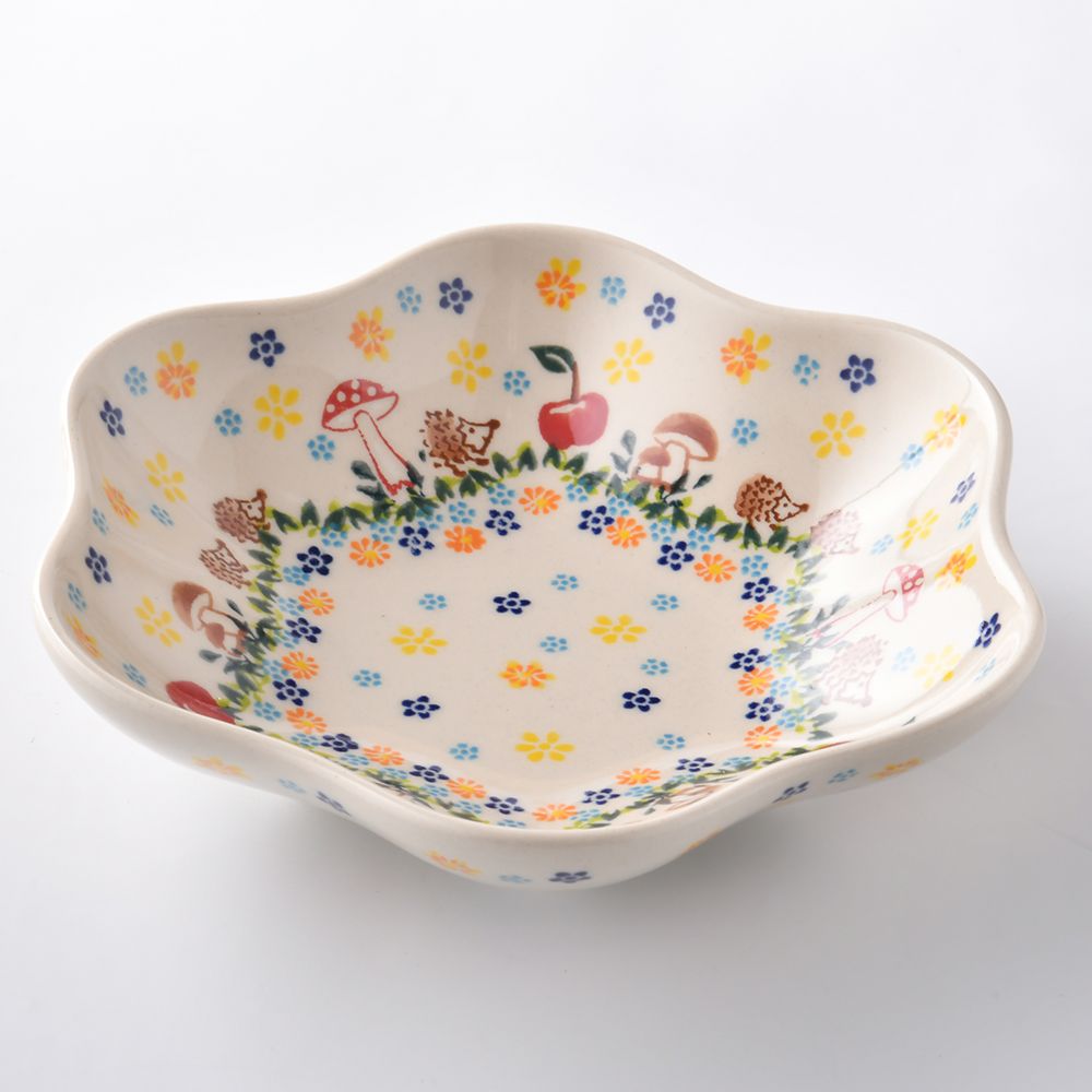 Handmade Polish Pottery Vena flower shaped plate,serving plate,20cm lovely dream Boleslawiec Ceramics