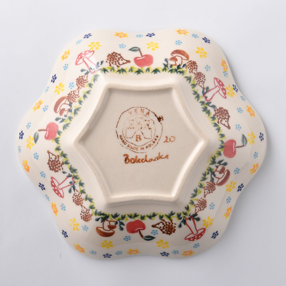 Handmade Polish Pottery Vena flower shaped plate,serving plate,20cm lovely dream Boleslawiec Ceramics