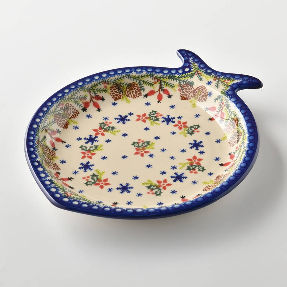 Handmade Polish Pottery Vena fish shaped platter,serving platter,22cm winter paradise Boleslawiec Ceramics