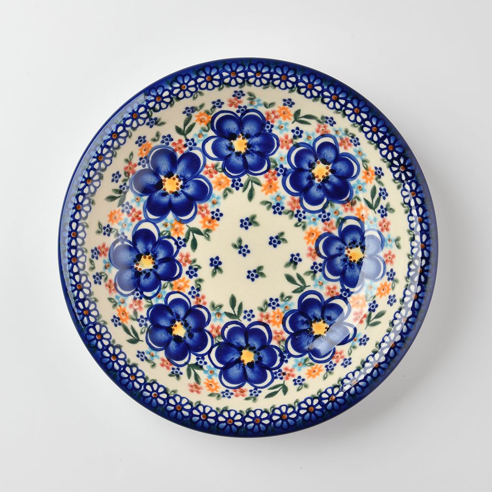 Handmade Polish Pottery Vena round deep plate 22cm spring bouquet Boleslawiec Ceramics