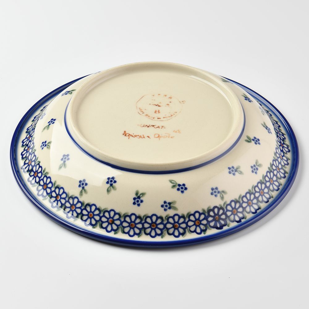 Handmade Polish Pottery Vena round deep plate 22cm spring bouquet Boleslawiec Ceramics