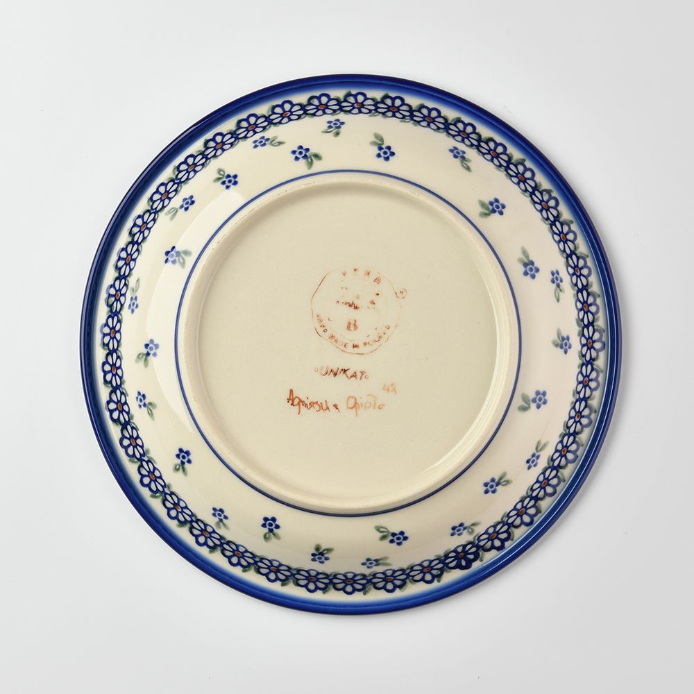 Handmade Polish Pottery Vena round deep plate 22cm spring bouquet Boleslawiec Ceramics