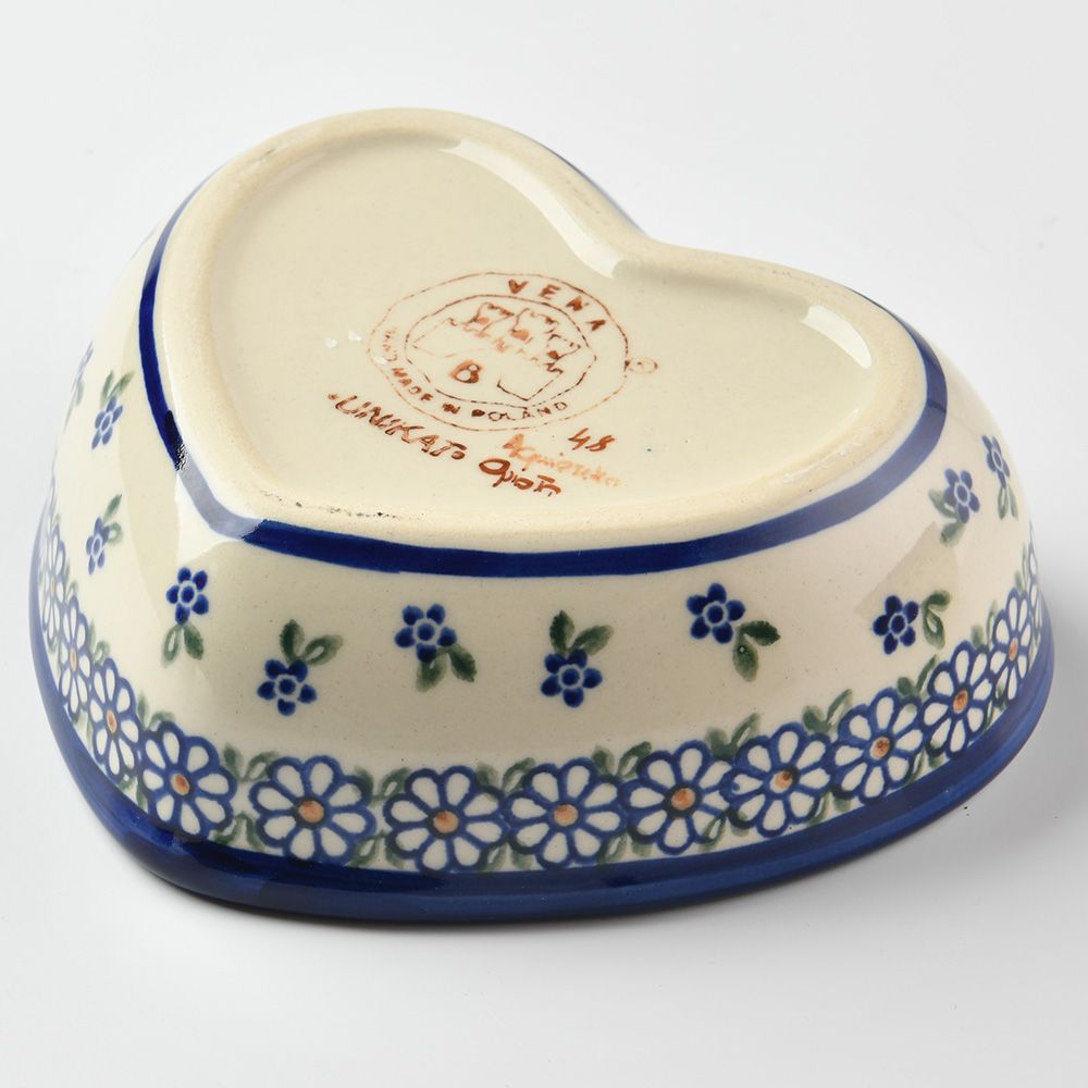 Handmade Polish Pottery Vena heart shaped bowl,snack bowl,13.5cm spring bouquet Boleslawiec Ceramics