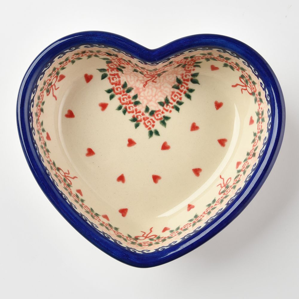 Handmade Polish Pottery Vena heart shaped bowl,snack bowl,13.5cm sweet heart Boleslawiec Ceramics