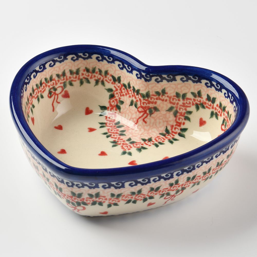 Handmade Polish Pottery Vena heart shaped bowl,snack bowl,13.5cm sweet heart Boleslawiec Ceramics