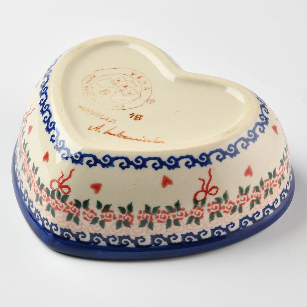 Handmade Polish Pottery Vena heart shaped bowl,snack bowl,13.5cm sweet heart Boleslawiec Ceramics