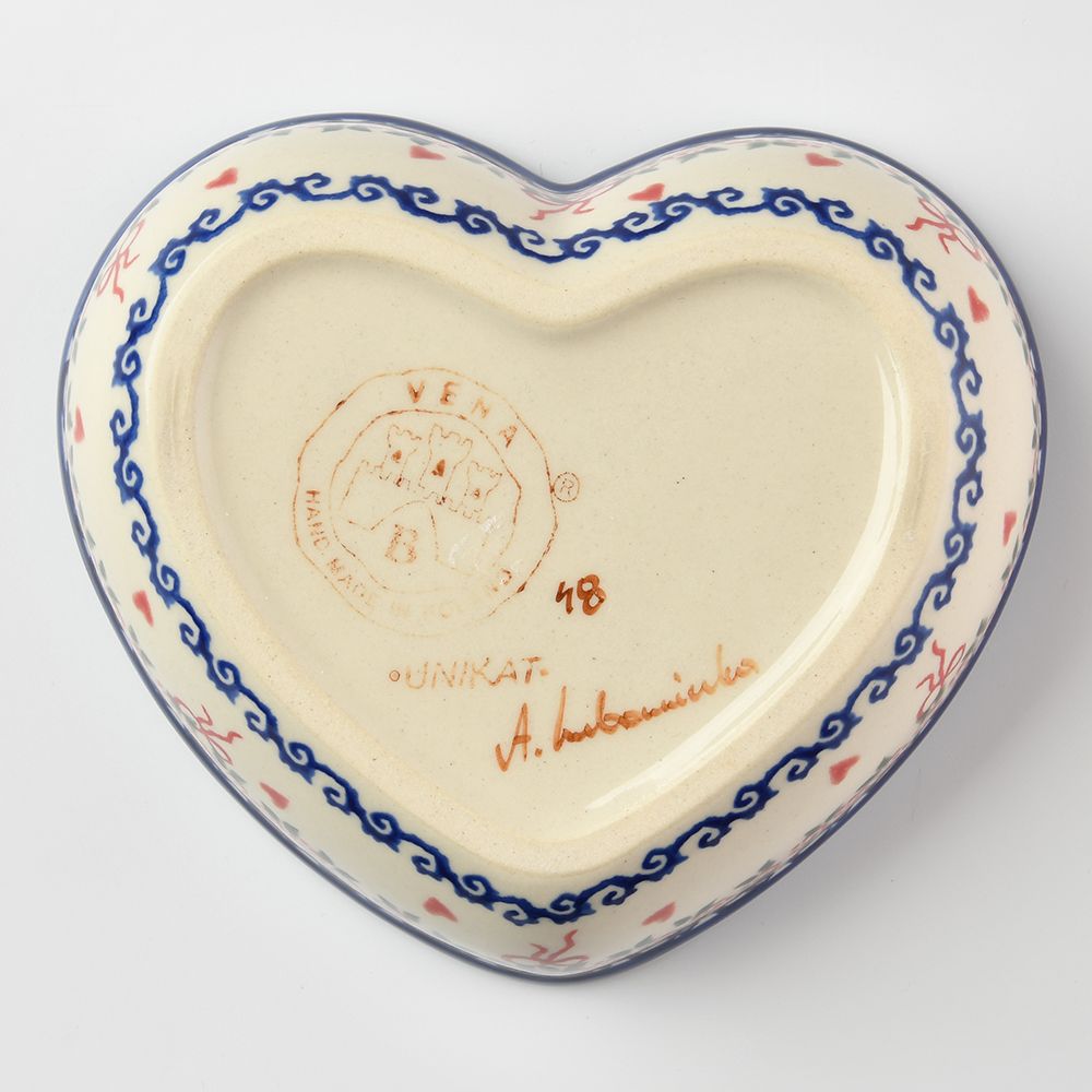 Handmade Polish Pottery Vena heart shaped bowl,snack bowl,13.5cm sweet heart Boleslawiec Ceramics