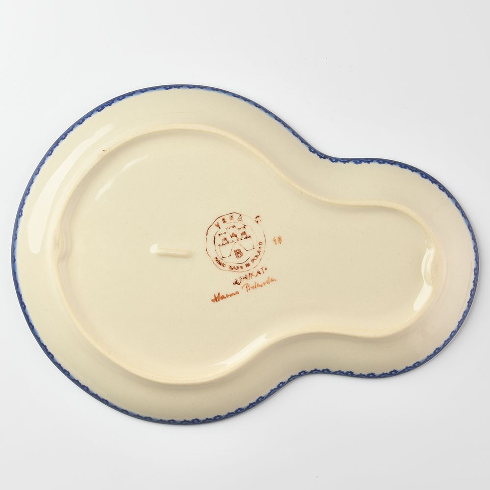 Handmade Polish Pottery Vena gourd shaped plate,serving plate,28cm rose garden Boleslawiec Ceramics