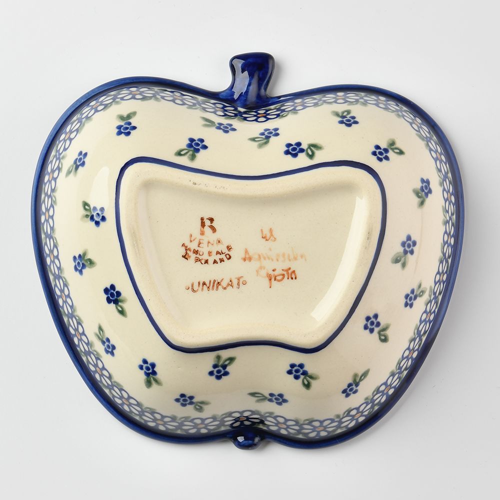 Handmade Polish Pottery Vena apple shaped bowl,snack bowl,16cm spring bouquet Boleslawiec Ceramics