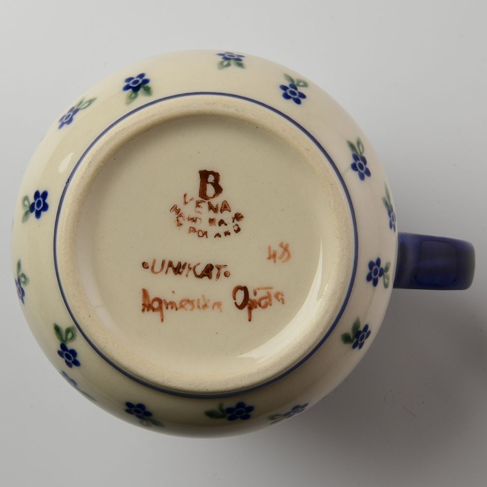 Handmade Polish Pottery Vena coffee mug 500ml spring bouquet Boleslawiec Ceramics