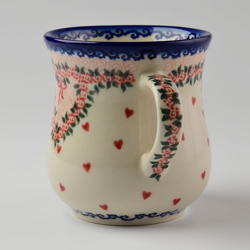 Handmade Polish Pottery Vena coffee mug 500ml sweet heart Boleslawiec Ceramics