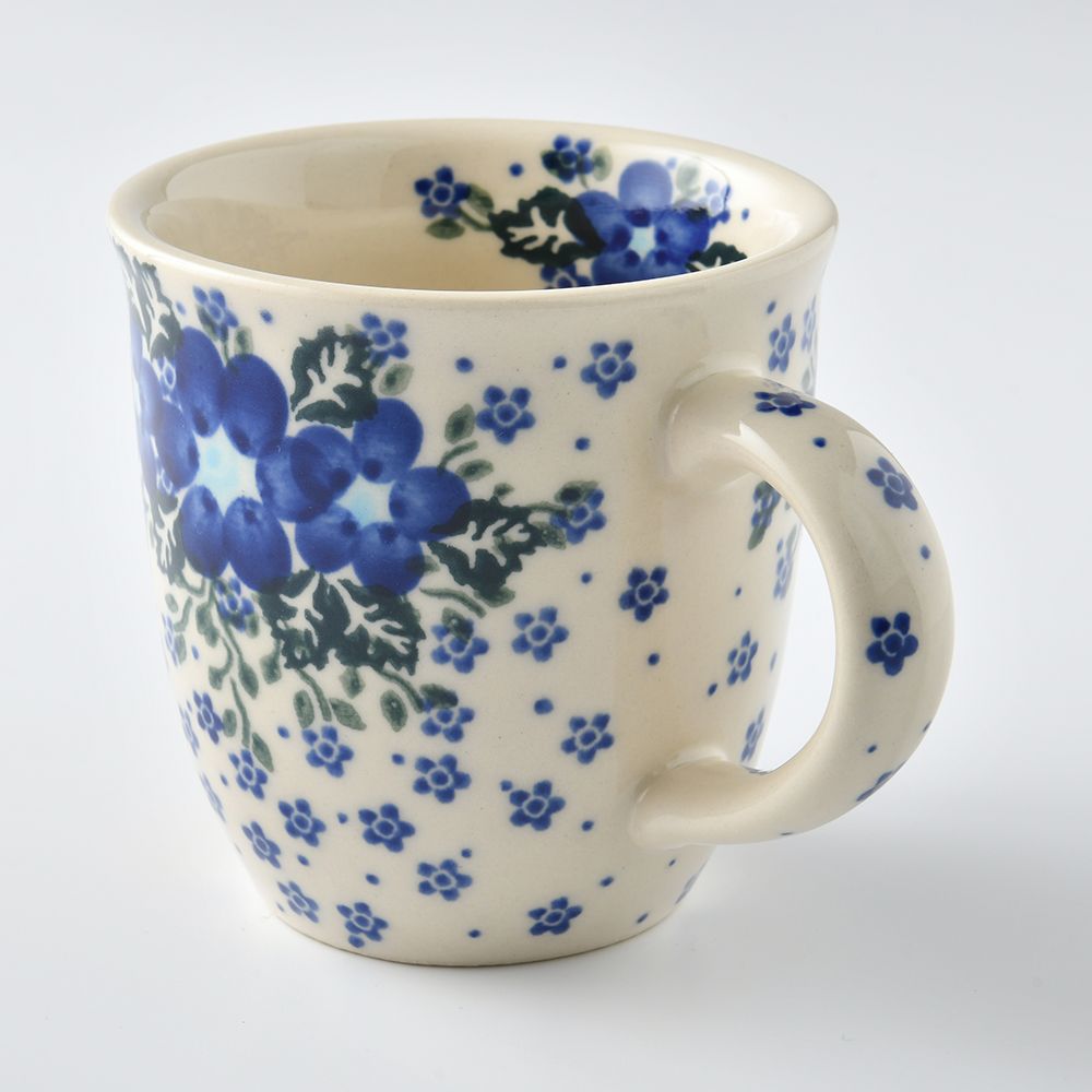 Handmade Polish Pottery Vena coffee mug 300ml blue fantasy Boleslawiec Ceramics