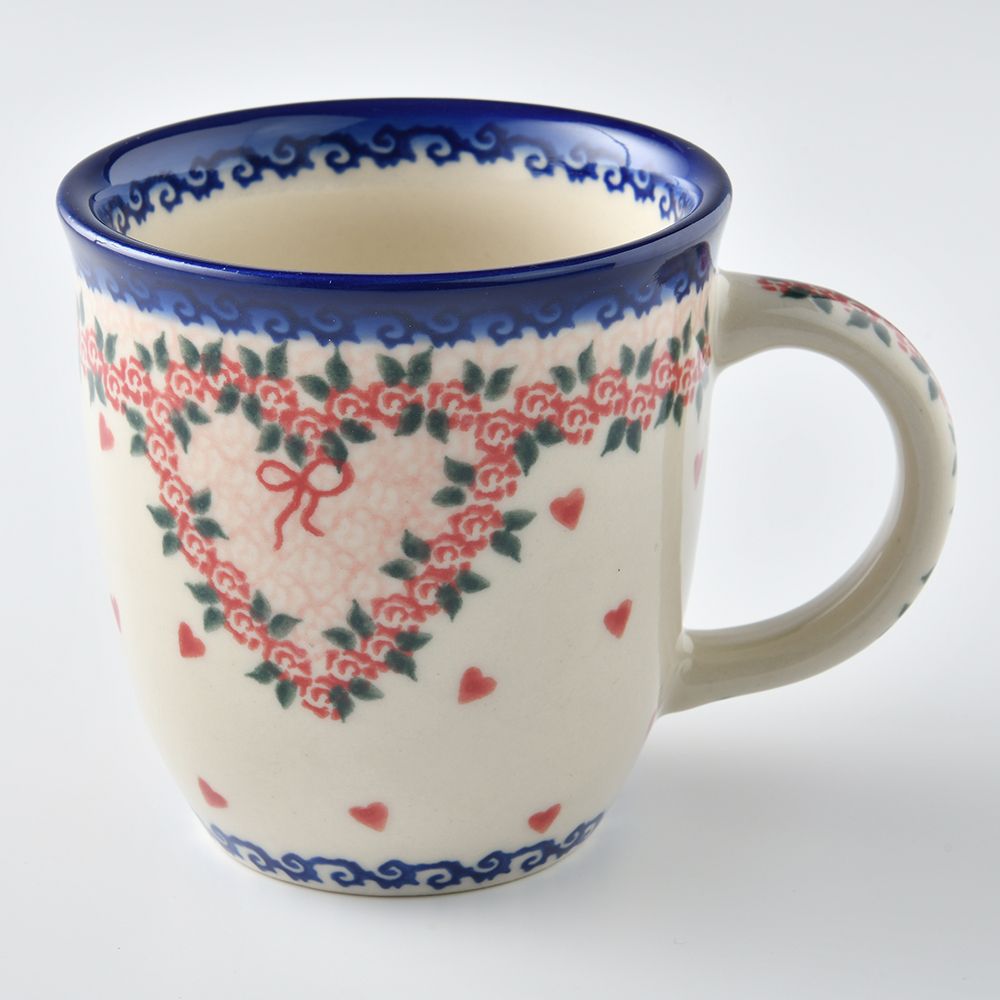 Handmade Polish Pottery Vena coffee mug 300ml sweet heart Boleslawiec Ceramics