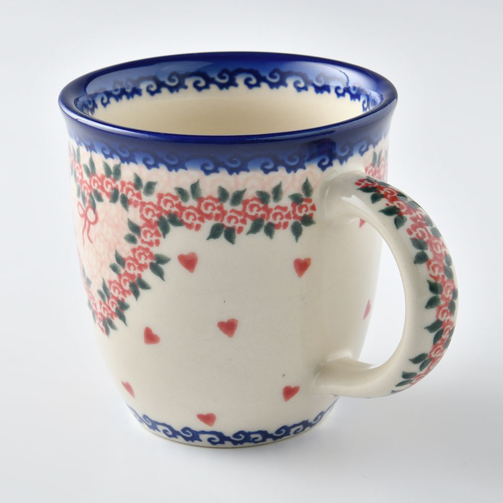Handmade Polish Pottery Vena coffee mug 300ml sweet heart Boleslawiec Ceramics