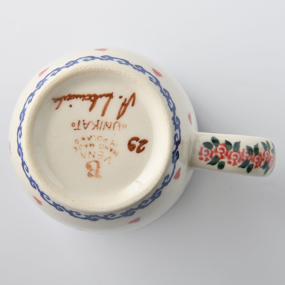 Handmade Polish Pottery Vena coffee mug 300ml sweet heart Boleslawiec Ceramics