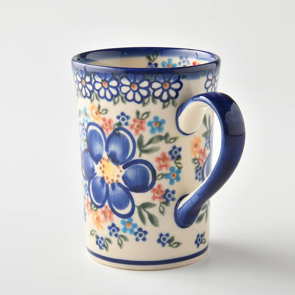 Handmade Polish Pottery Vena can mug 200ml spring bouquet Boleslawiec Ceramics