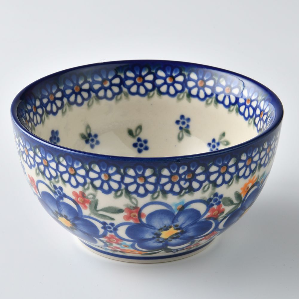 Handmade Polish Pottery Vena rice bowl 12cm spring bouquet Boleslawiec Ceramics