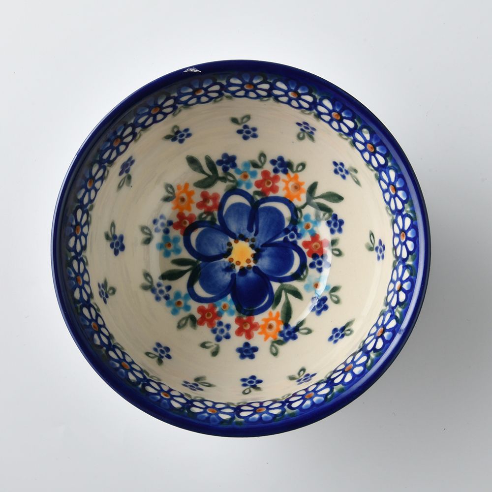 Handmade Polish Pottery Vena rice bowl 12cm spring bouquet Boleslawiec Ceramics