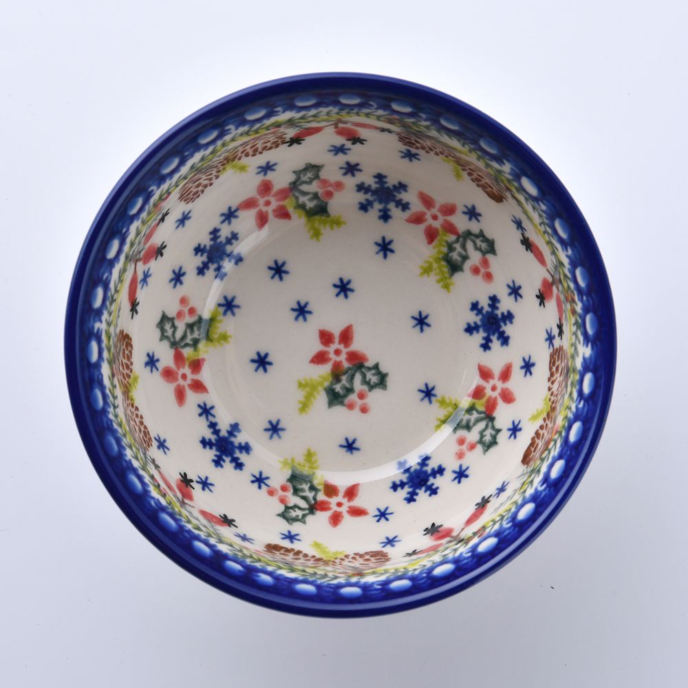 Handmade Polish Pottery Vena rice bowl 12cm winter paradise Boleslawiec Ceramics