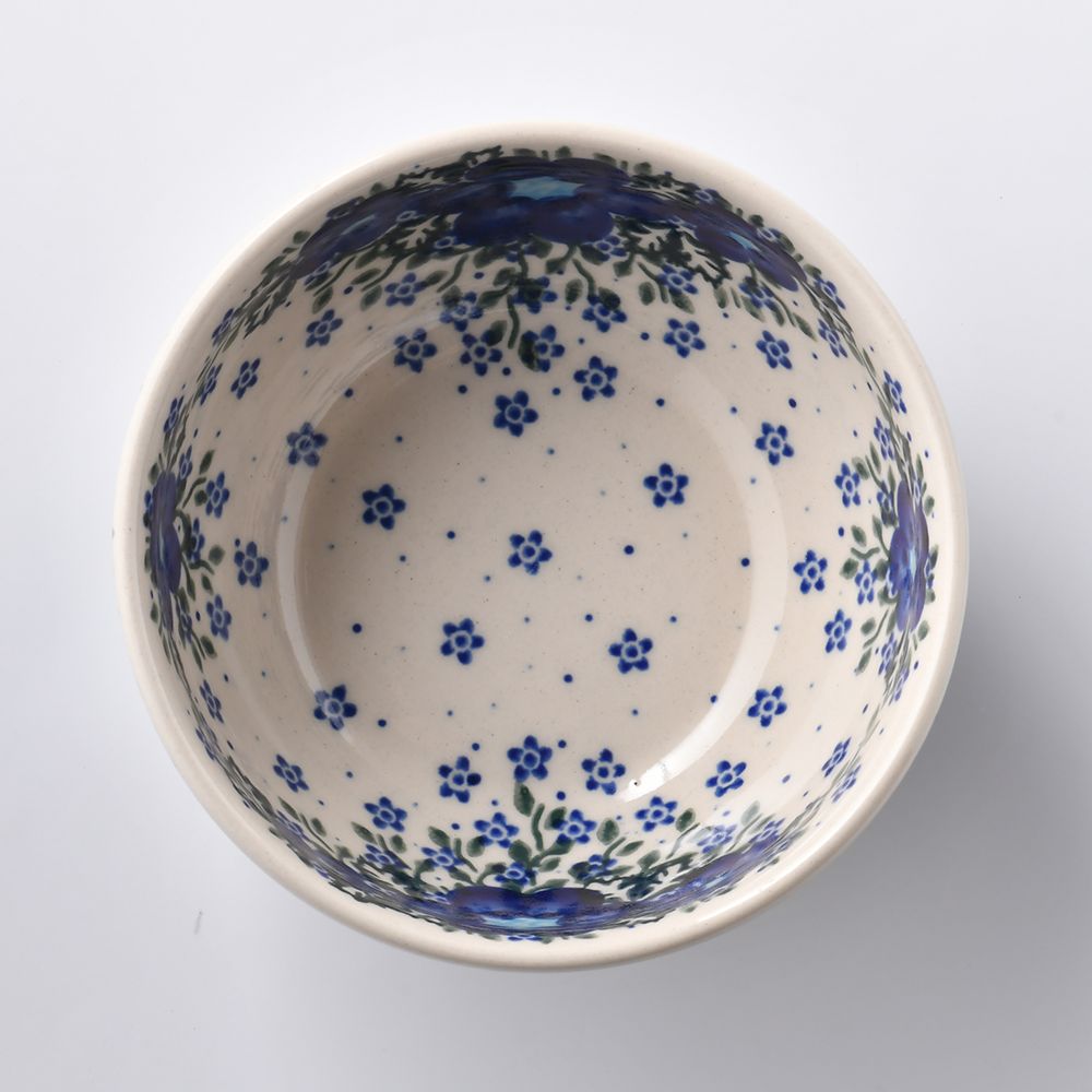 Handmade Polish Pottery Vena rice bowl 13.5cm blue fantasy Boleslawiec Ceramics