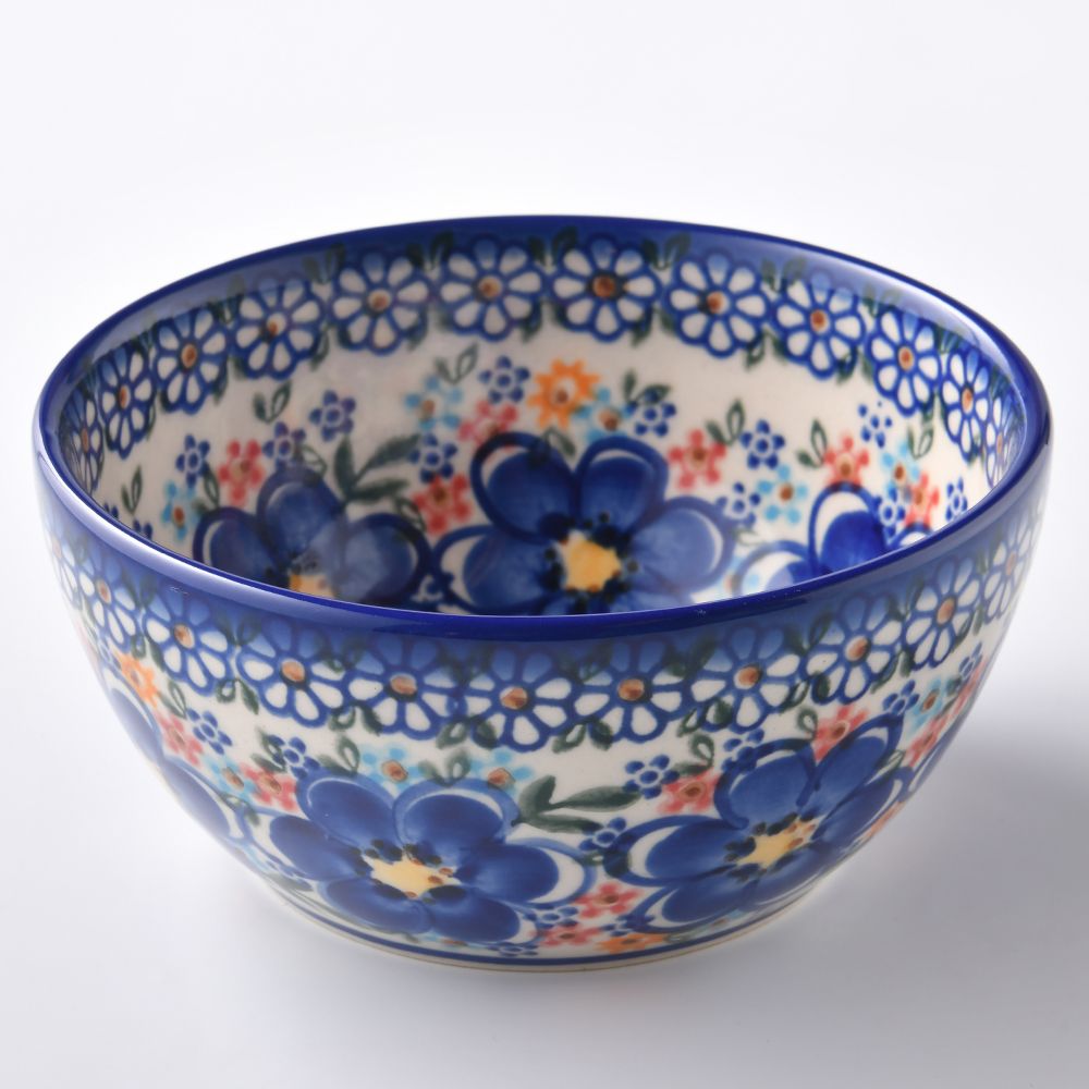 Handmade Polish Pottery Vena rice bowl 13.5cm spring bouquet Boleslawiec Ceramics