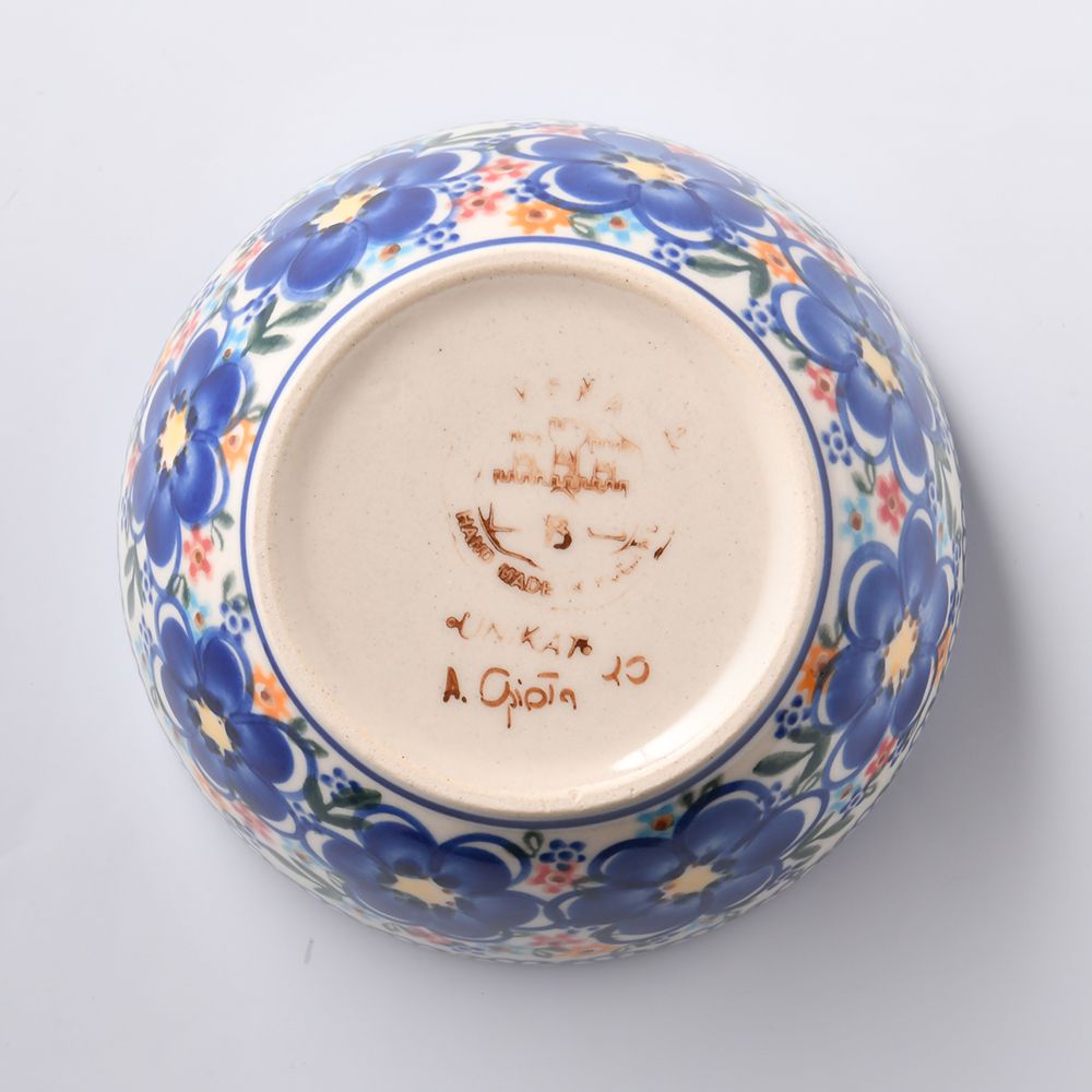 Handmade Polish Pottery Vena rice bowl 13.5cm spring bouquet Boleslawiec Ceramics