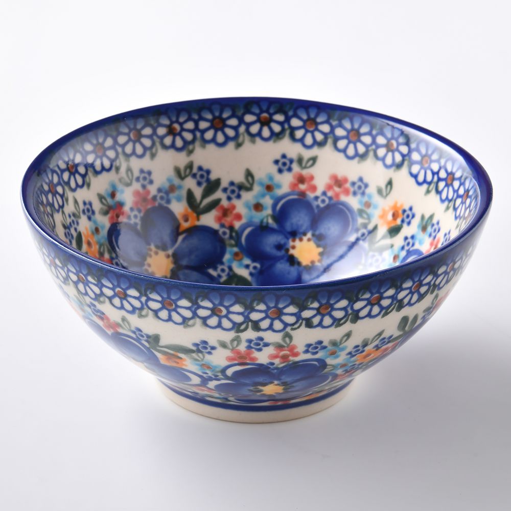 Handmade Polish Pottery Vena rice bowl 15cm spring bouquet Boleslawiec Ceramics