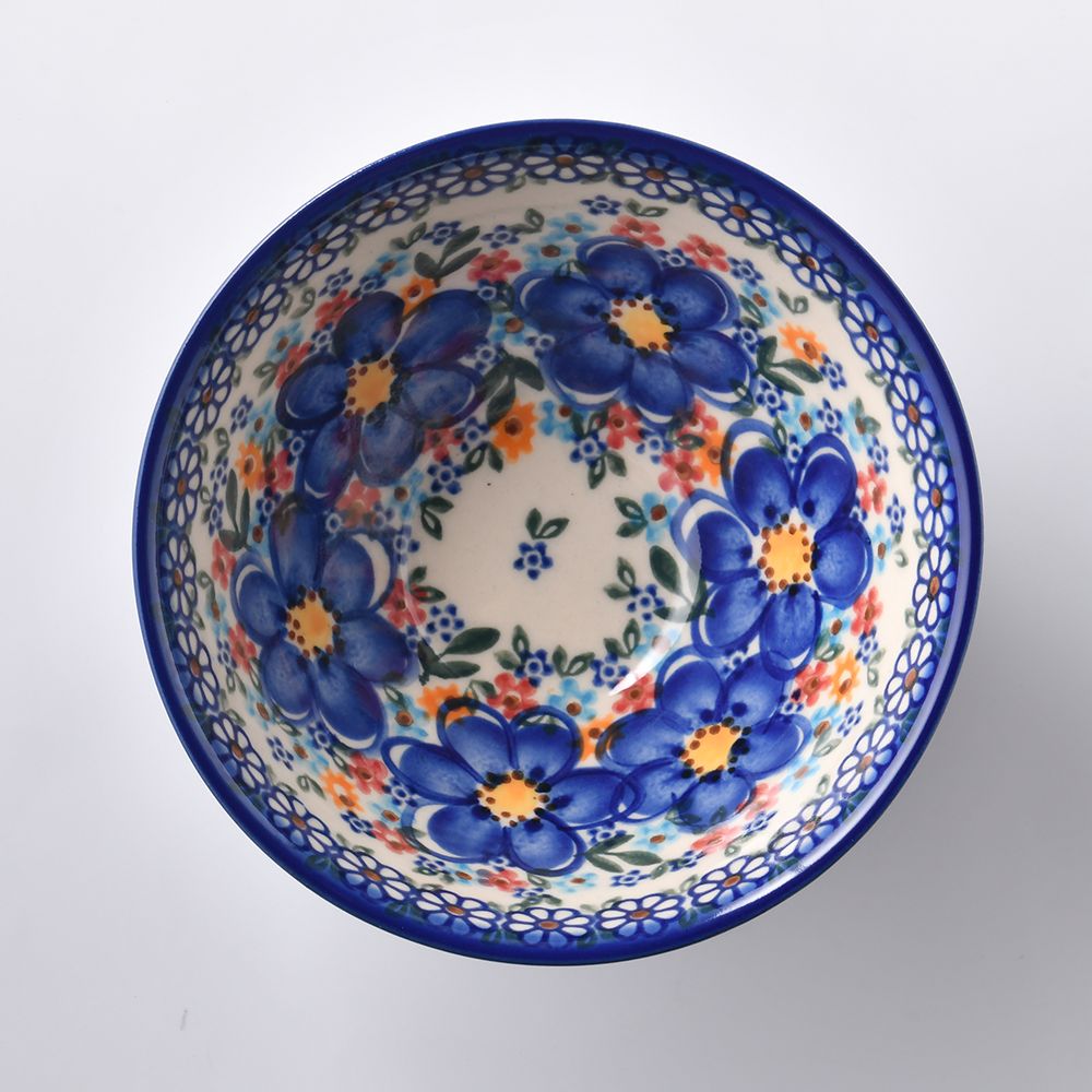Handmade Polish Pottery Vena rice bowl 15cm spring bouquet Boleslawiec Ceramics