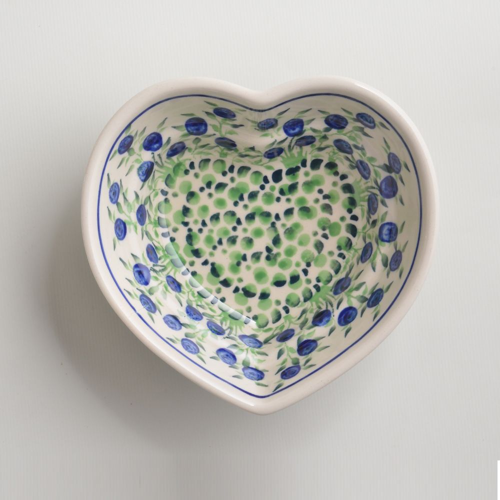 Handmade Polish Pottery Zaklady heart shaped bowl,snack bowl,16cm flower freedom Boleslawiec Ceramics