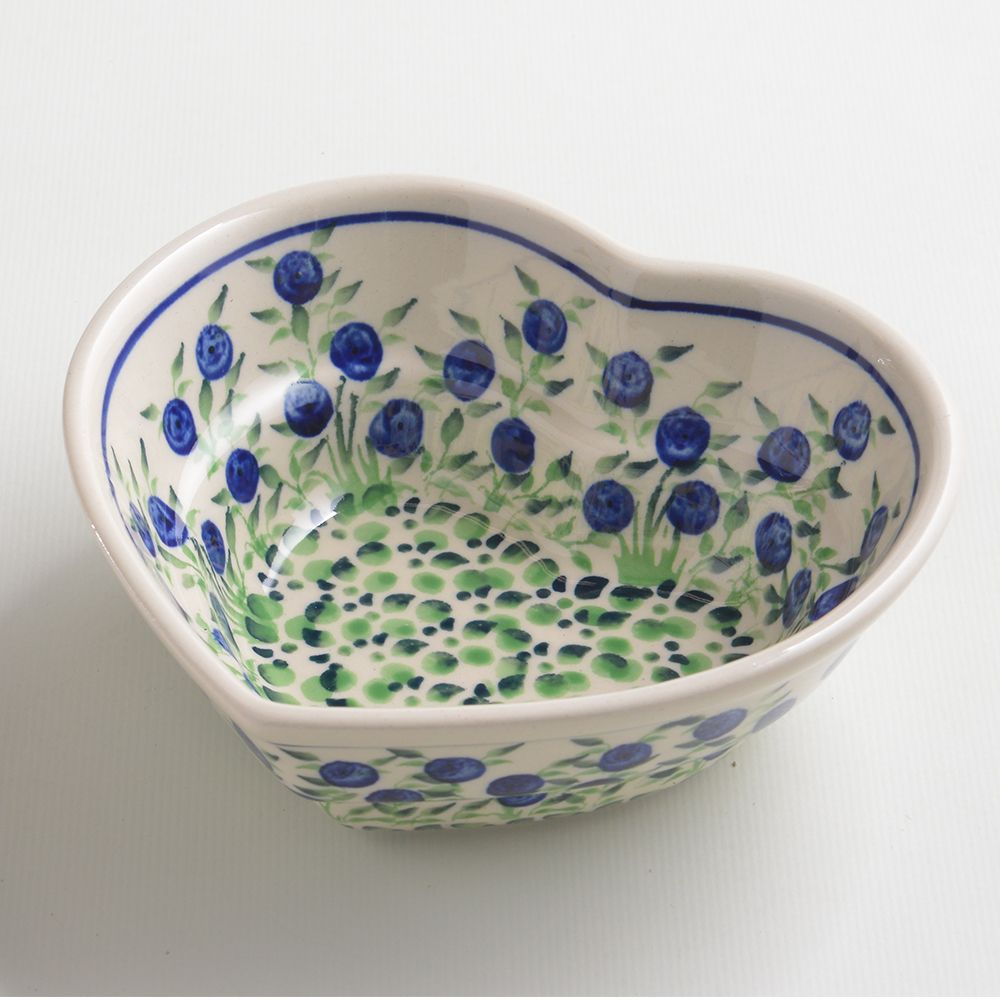 Handmade Polish Pottery Zaklady heart shaped bowl,snack bowl,16cm flower freedom Boleslawiec Ceramics