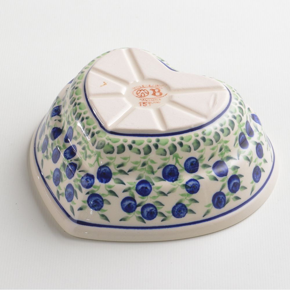 Handmade Polish Pottery Zaklady heart shaped bowl,snack bowl,16cm flower freedom Boleslawiec Ceramics