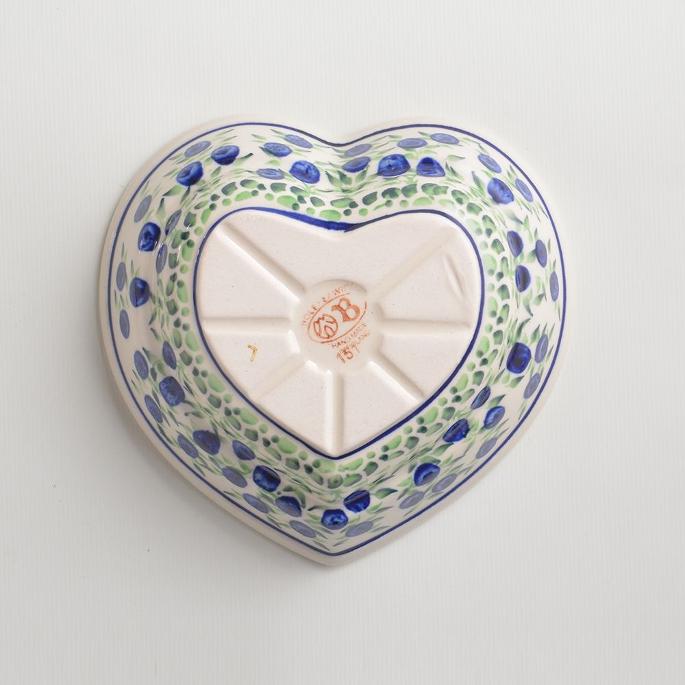 Handmade Polish Pottery Zaklady heart shaped bowl,snack bowl,16cm flower freedom Boleslawiec Ceramics