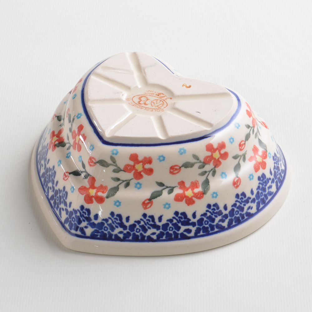 Handmade Polish Pottery Zaklady heart shaped bowl,snack bowl,16cm sweet garden Boleslawiec Ceramics