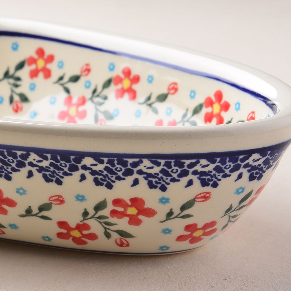 Handmade Polish Pottery Vena fish shaped plate,serving plate,35cm sweet garden Boleslawiec Ceramics