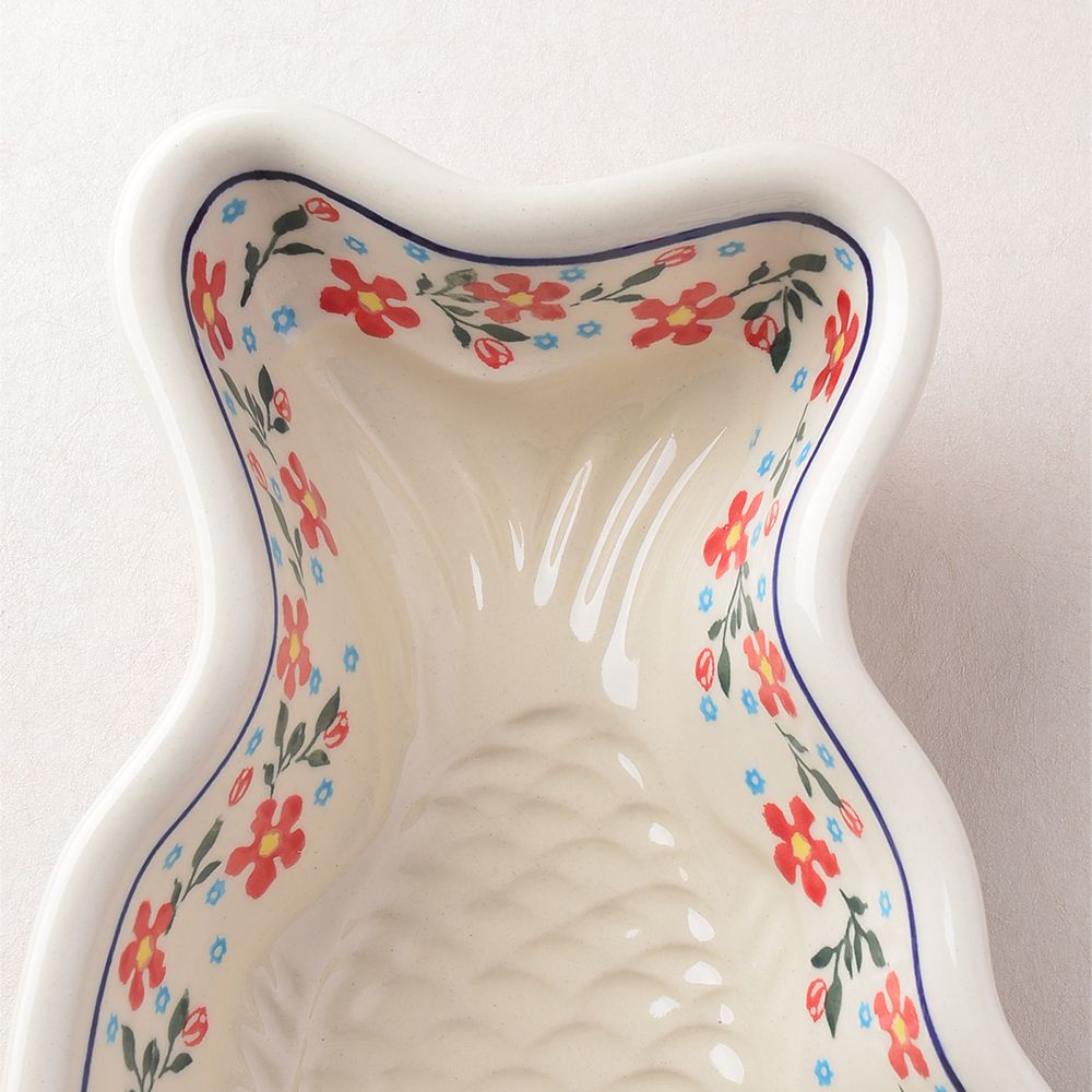 Handmade Polish Pottery Vena fish shaped plate,serving plate,35cm sweet garden Boleslawiec Ceramics