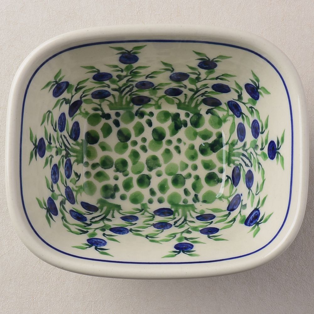 Handmade Polish Pottery Zaklady rectangular bowl,snack bowl,13cm flower freedom Boleslawiec Ceramics